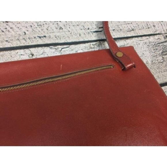 Anne Klein Vintage British Tan or Cognac Asymmetrical Envelope - Picture 2 of 10